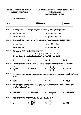 Đề kiểm tra học kỳ I - Năm học 2016 - 2017 môn Toán 10 - Mã đề 112